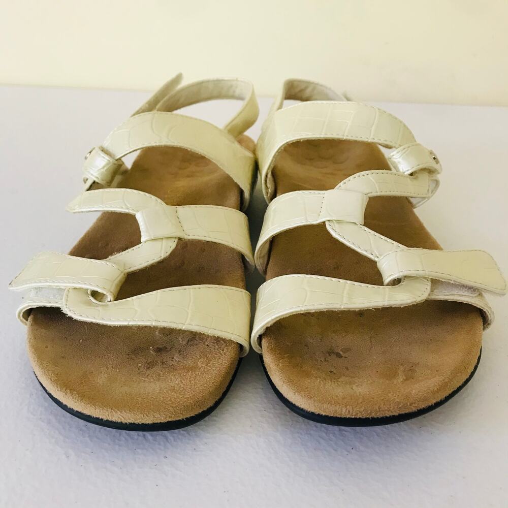 Vionic Women's Paros Comfort Flat Back Strap Sandals Cream Crocodile Size 7 - Picture 5 of 9